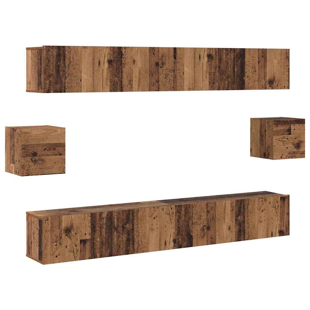 Thumbnail - vidaXL TV-Schrank-Set Wandmontiert 6 pcs Altholz 100 x 30 x 30 cm Holz