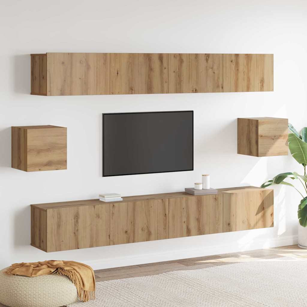 vidaXL Set comodă TV Pe perete 6 pcs Artizanat vechi 100 x 30 x 30 cm