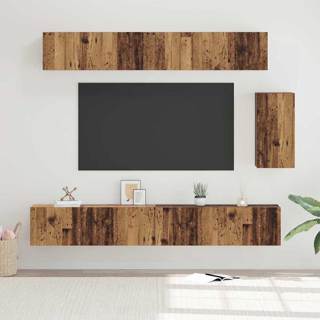 Telerikapi komplekt 6 pcs Vana puit 100 x 30 x 30 cm Tehispuit