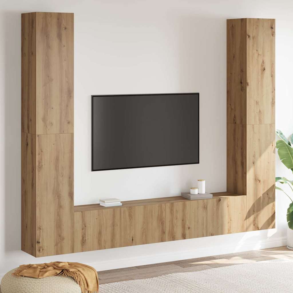 vidaXL TV-skap 6 pcs Brun 221 x 30 x 180 cm Konstruert tre