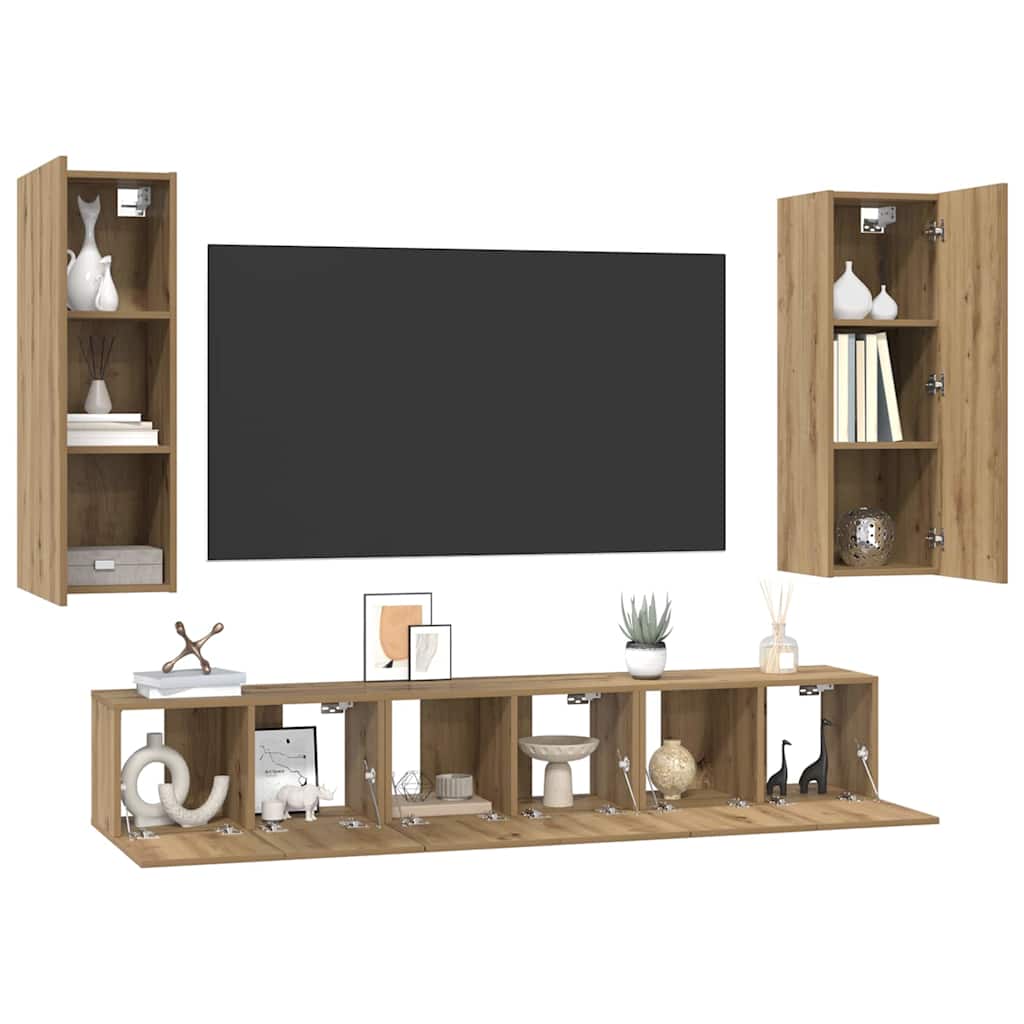 vidaXL Tv-meubelset 4 pcs artisanaal eikenkleurig 30.5 x 30 x 90 cm