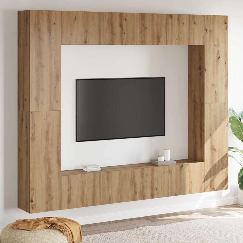 vidaXL Cabinet TV 8 pcs Maro 221 x 30 x 180 cm Lemn compozit