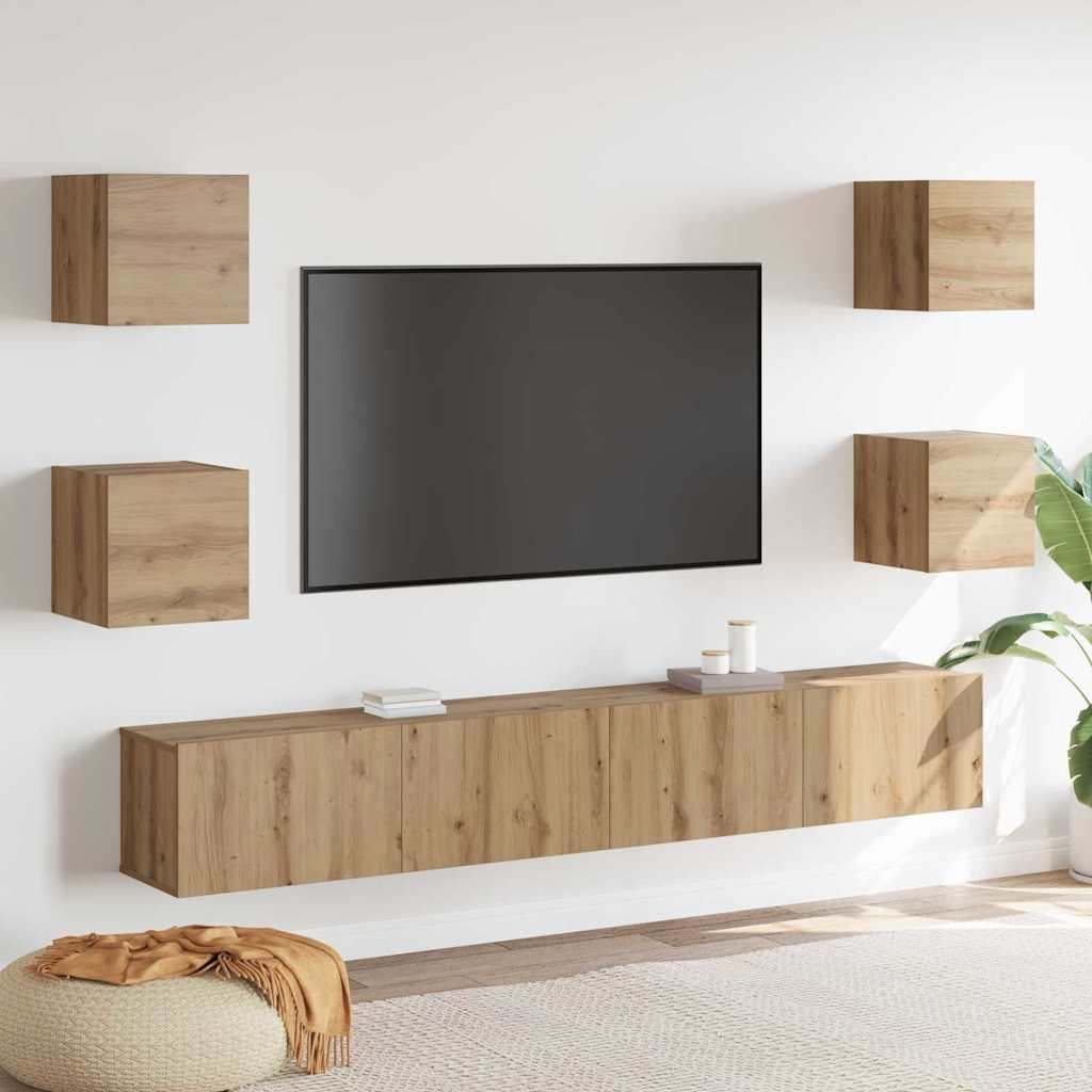 vidaXL Cabinet TV 6 pcs Maro 200 x 30 x 30 cm Lemn compozit