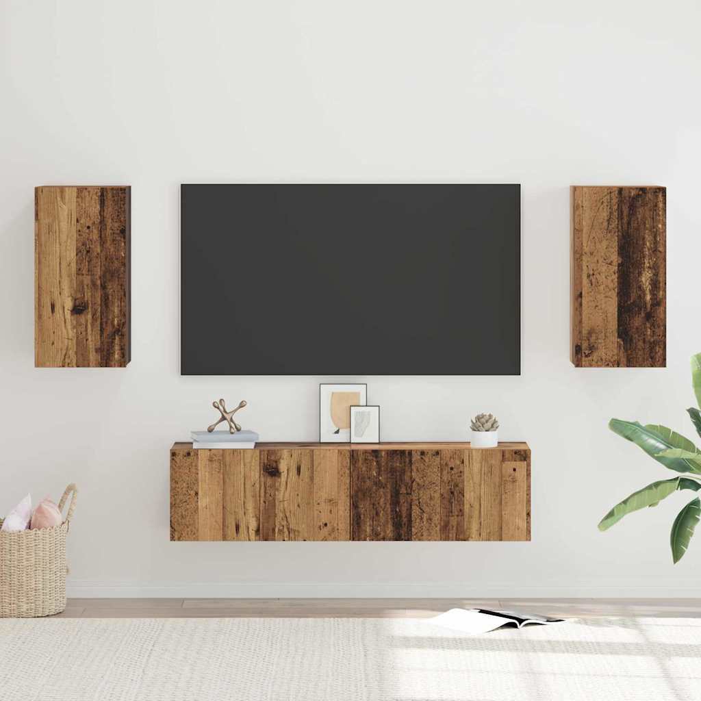 Telerikapi komplekt 4 pcs Vana puit 30.5 x 30 x 60 cm Tehispuit