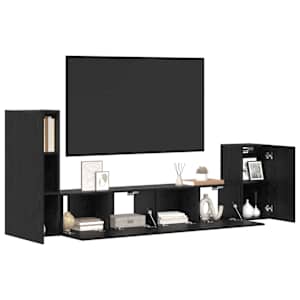 Nástěnná skříň na TV Nástěnný 3 pcs Černý dub kompozitní dřevo - obrázek 3