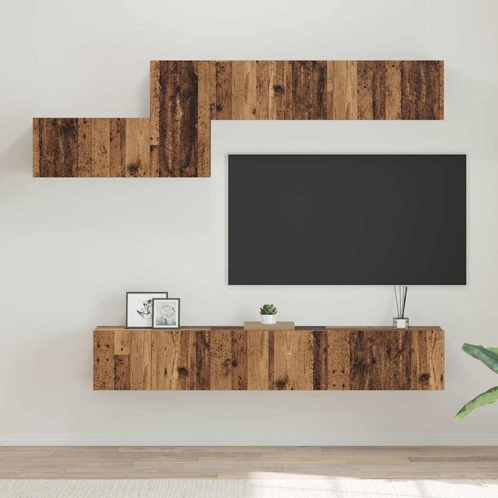 vidaXL TV-Schrank-Set 7 pcs Altholz 60 x 30 x 30 cm Holzwerkstoff