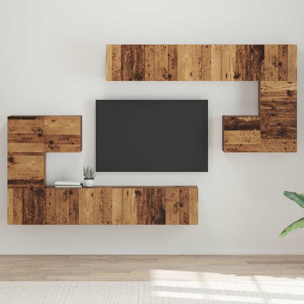 TV-Schrank-Set 8 pcs Altes Holz Mittel 30,5 x 30 x 30 cm