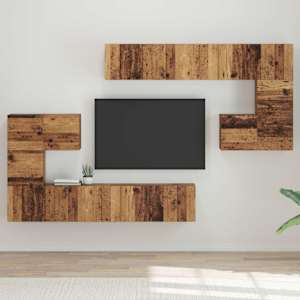 TV jednotky Nástěnný 4 pcs Staré dřevo Kompozitní dřevo - obrázek 1