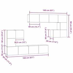 TV jednotky Nástěnný 4 pcs Staré dřevo Kompozitní dřevo - obrázek 16