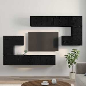 TV jednotky Nástěnný 4 pcs Černý dub Kompozitní dřevo - obrázek 4