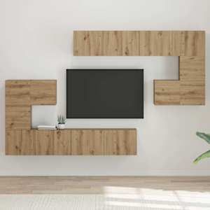 TV enote Namestitev na steno 4 pcs Umetni hrast Konstruiran les