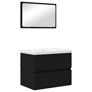 vidaXL Vannitoa m&ouml;&ouml;bleset 3 tk Must tamm 61 x 39 x 45 cm Tehispuit