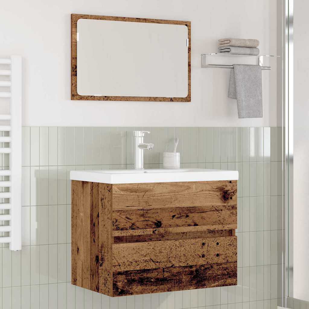 Kylpyhuonekalustesetti 3 pcs Vanha puu 60 x 38.5 x 45 cm