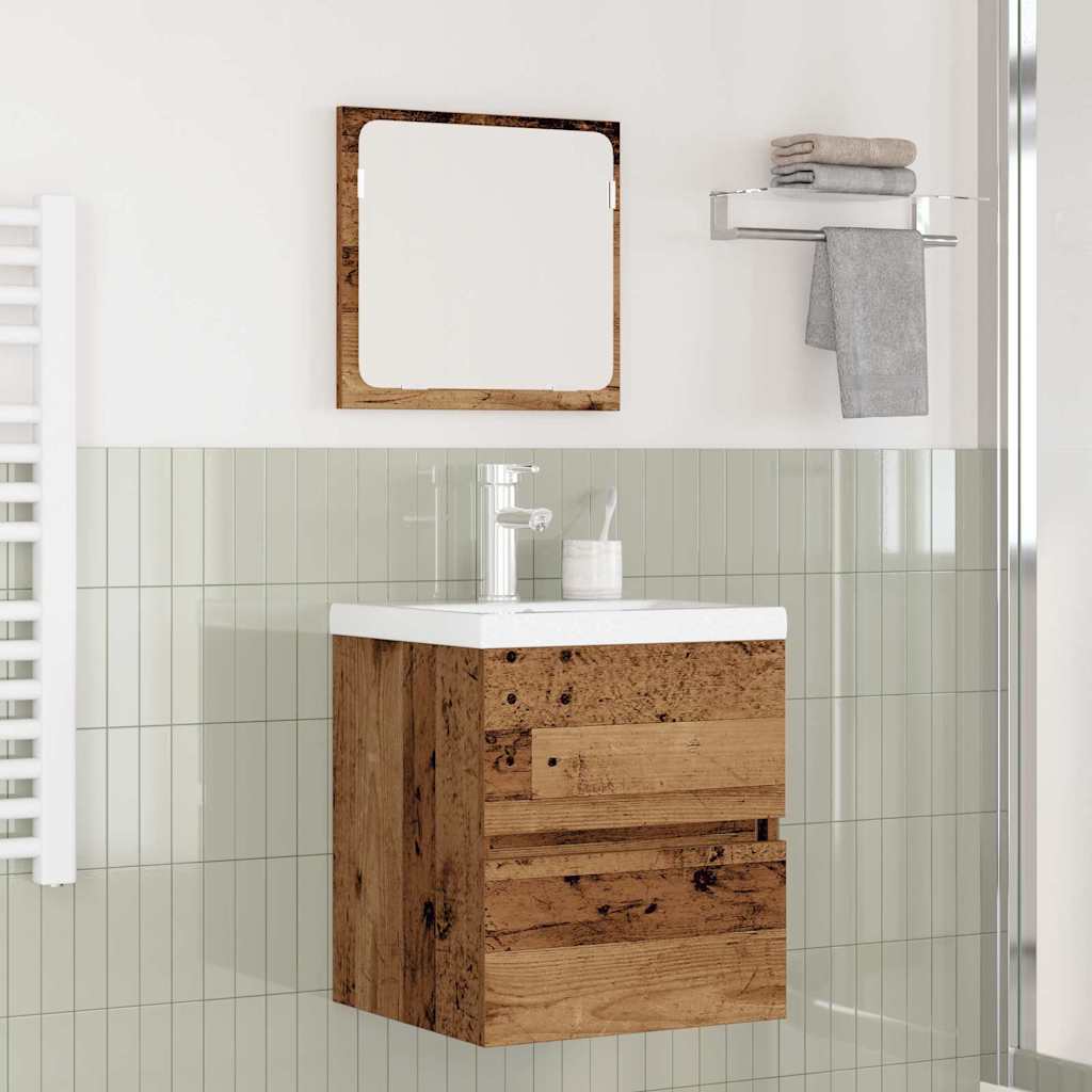 vidaXL Set de mobilier pentru baie 3 pcs Lemn Vechi și Alb Mediu