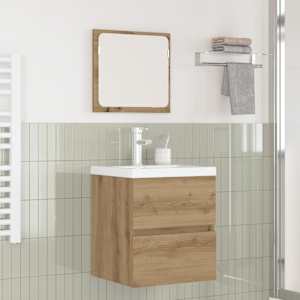 Komplet pohištva za kopalnico 2 pcs Artisan hrast in bela