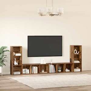 Sestava TV skříněk Nástěnný 4 pcs Staré dřevo 37 x 35 x 107 cm - obrázek 4