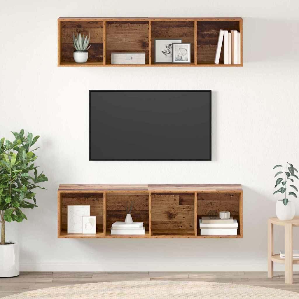 TV-Schrank-Set 2 pcs Altholz 37 x 37 x 142,5 cm Holzwerkstoff