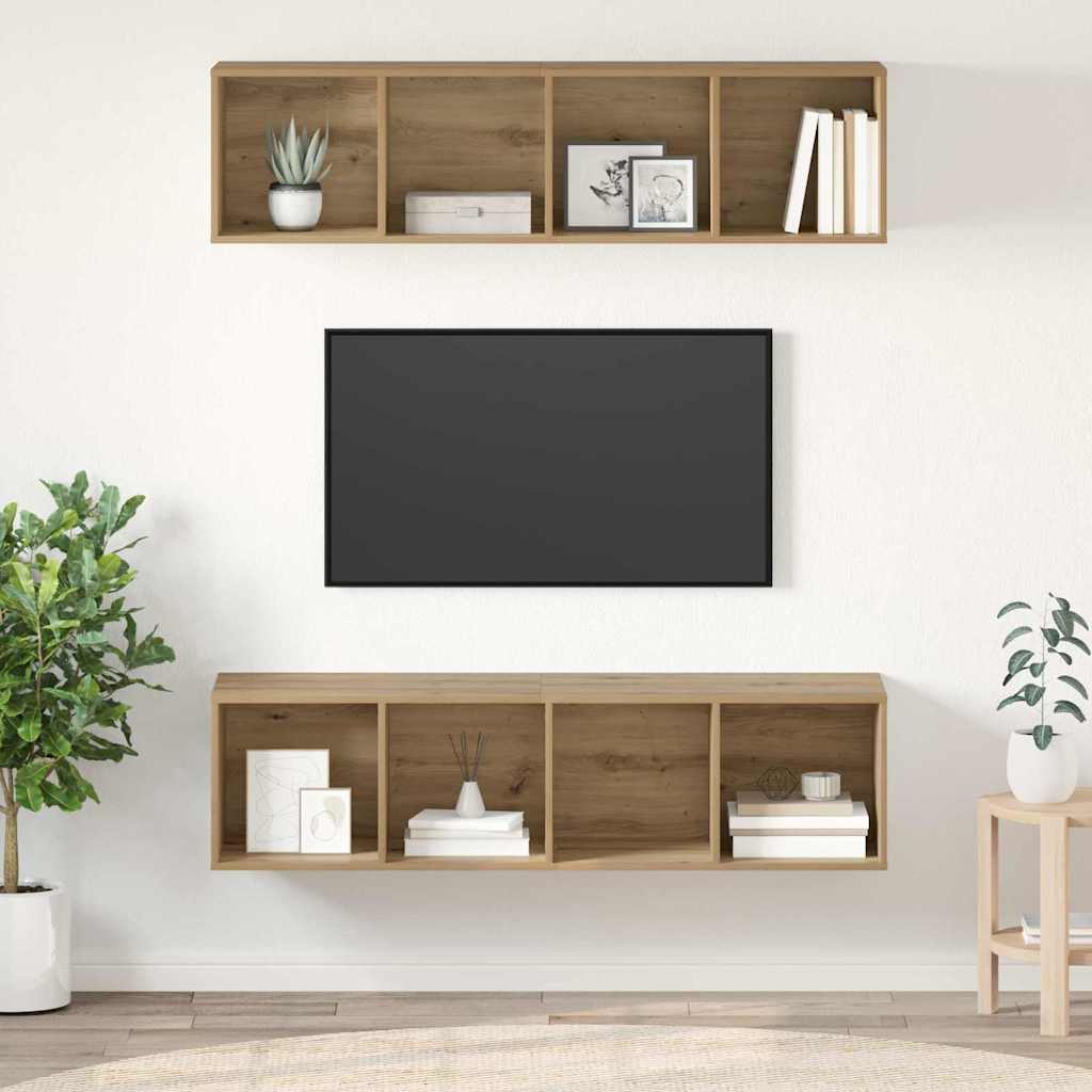 TV-Schrank-Set 2 pcs Eiche handwerklich 37 x 37 x 142,5 cm