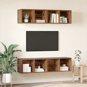 Sestava TV skříněk Nástěnný 4 pcs Staré dřevo 37 x 37 x 72 cm - obrázek 4