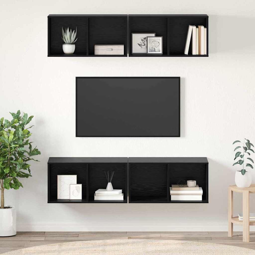 Wand TV Schrank mit Regal 4 pcs Schwarze Eiche 37 x 37 x 72 cm