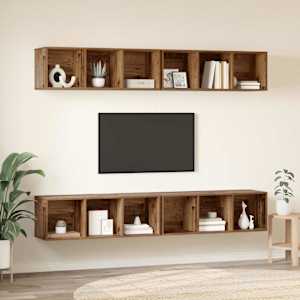 Sestava TV skříněk Nástěnný 4 pcs Staré dřevo 37 x 37 x 107 cm - obrázek 4