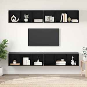 Komplet TV omaric 4 pcs Črna Orehovina 37 x 37 x 107 cm