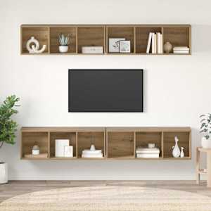 Komplet TV omaric 4 pcs Umetni hrast 37 x 37 x 107 cm