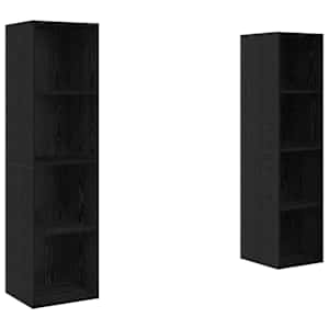 Sestava TV skříněk Nástěnný 2 pcs Černá 37 x 37 x 142,5 cm - obrázek 2