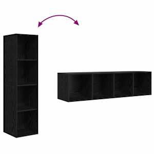 Sestava TV skříněk Nástěnný 2 pcs Černá 37 x 37 x 142,5 cm - obrázek 8