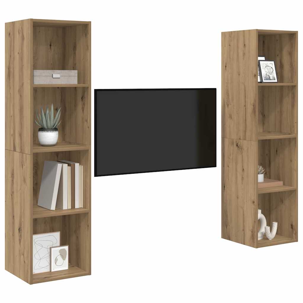 vidaXL TV-kast 2 pcs Bruin 37 x 37 x 142.5 cm Bewerkt hout
