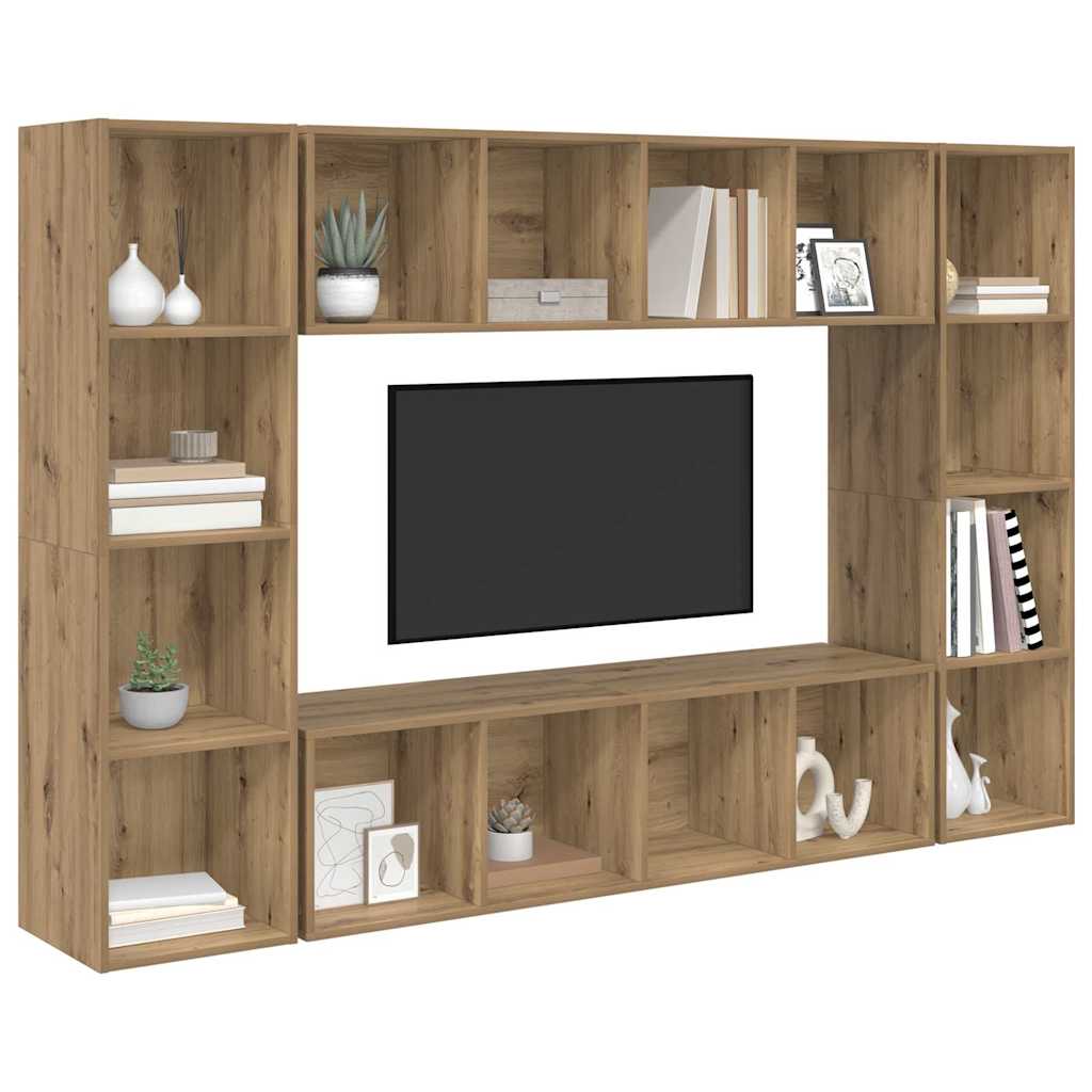 vidaXL TV-kast 4 pcs Bruin 37 x 37 x 142.5 cm Bewerkt hout