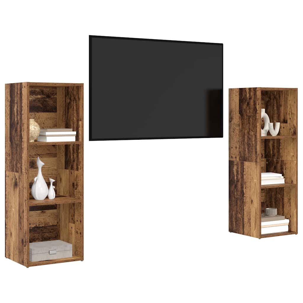 vidaXL Tv-meubelset 2 pcs Oud hout 107 x 35 x 37 cm Bewerkt hout
