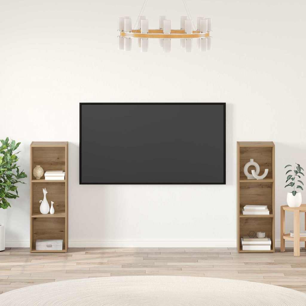 TV-Schrank-Set 2 pcs Handwerklich gefertigter Eichenholz