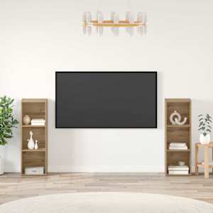 Komplet TV omaric 2 pcs Umetni hrast 107 x 35 x 37 cm