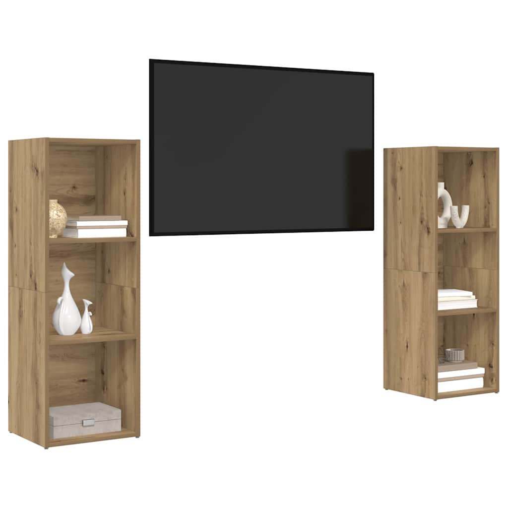 vidaXL Tv-meubelset 2 pcs artisanaal eikenkleurig 107 x 35 x 37 cm