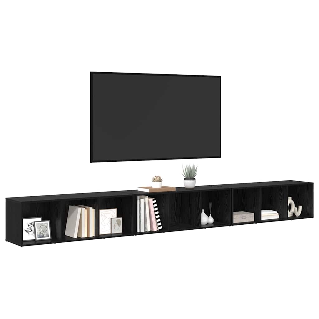 vidaXL TV-kast 3 pcs Zwart eiken 37 x 35 x 107,5 cm Gelamineerd hout