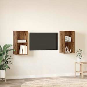 Sestava TV skříněk Nástěnný 2 pcs Staré dřevo 37 x 37 x 72 cm - obrázek 4