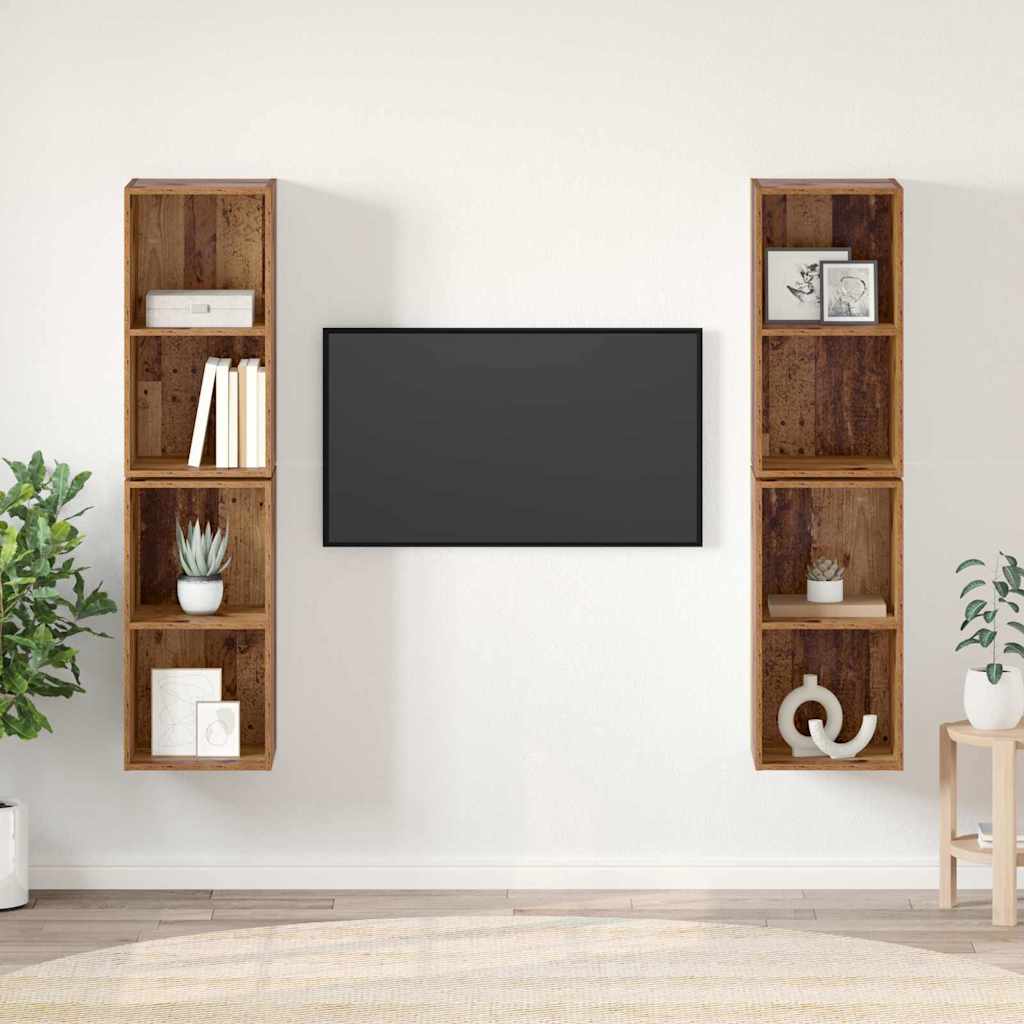 Wand TV Schrank 4 pcs Altes Holz 37 x 37 x 72 cm Holzwerkstoff