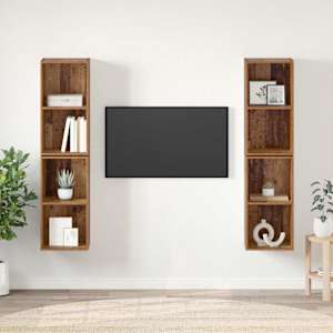 Sestava TV skříněk Nástěnný 4 pcs Staré dřevo 37 x 37 x 72 cm - obrázek 1
