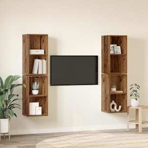 Sestava TV skříněk Nástěnný 4 pcs Staré dřevo 37 x 37 x 72 cm - obrázek 4