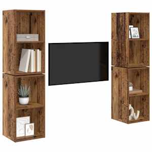 Sestava TV skříněk Nástěnný 4 pcs Staré dřevo 37 x 37 x 72 cm - obrázek 3