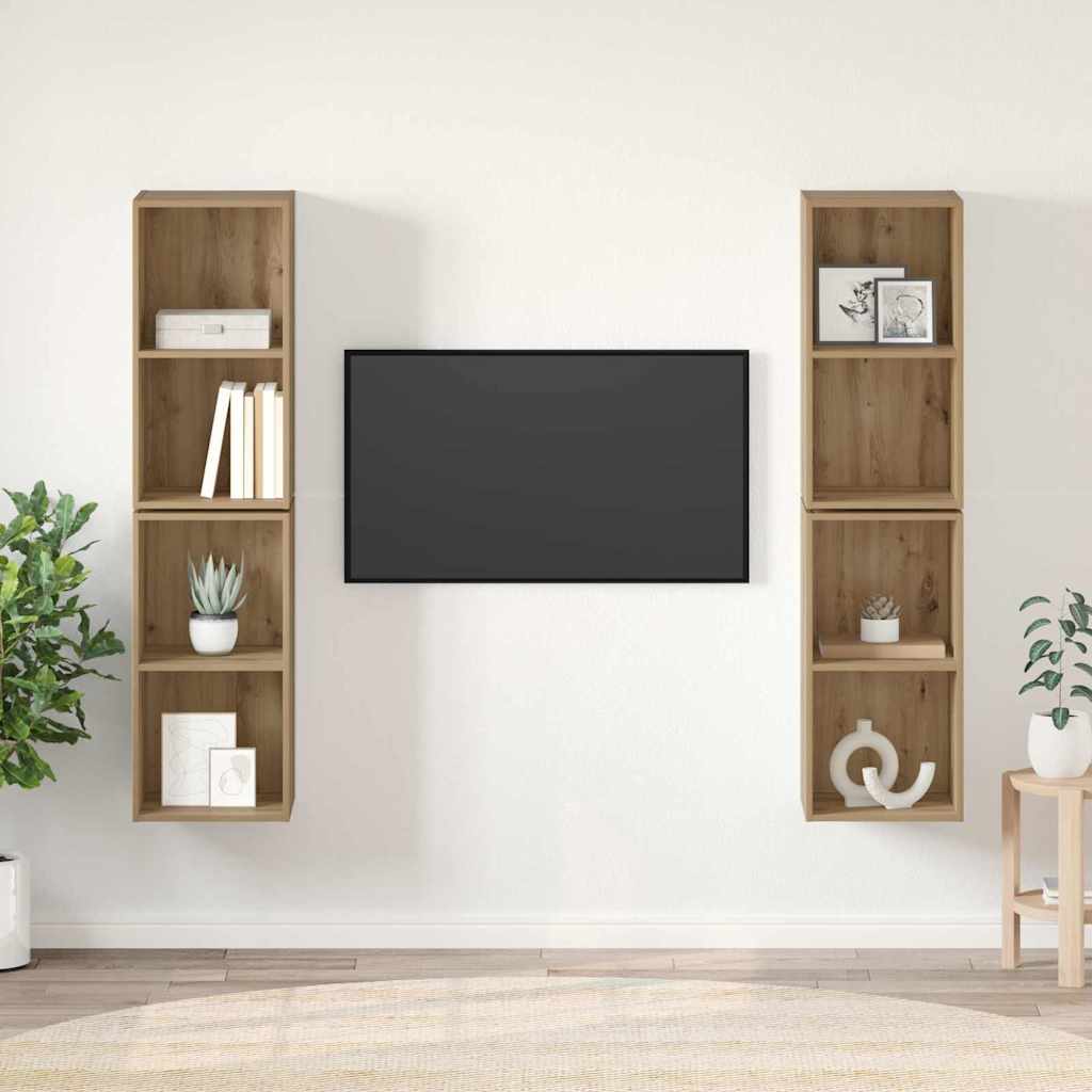 Wand TV Schrank 4 pcs Handwerklich gefertigter Eichenholz
