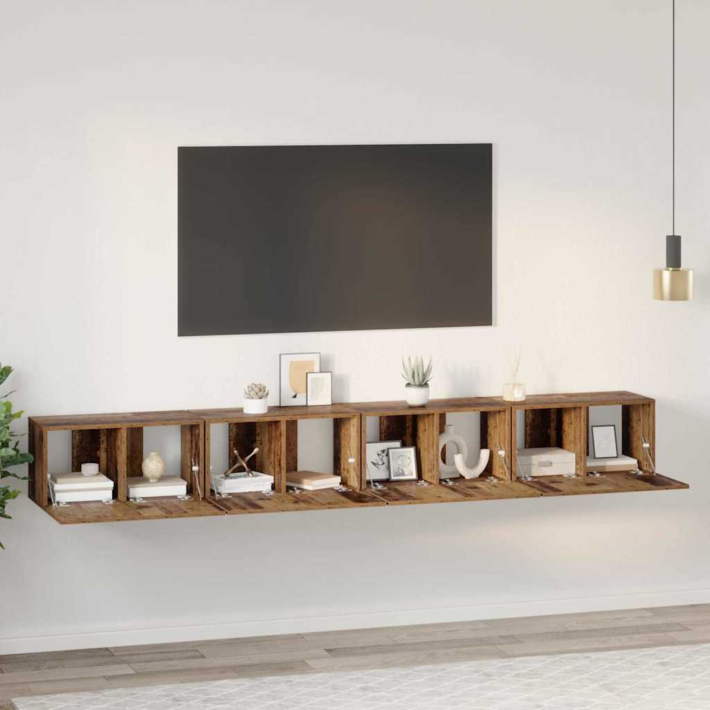 TV-Schrank-Set 4 pcs Altes Holz Mittel 30 x 60 x 30,5 cm