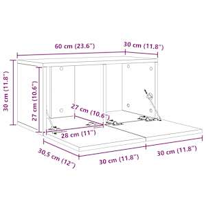 Sestava TV skříněk Nástěnný 4 pcs Staré dřevo 60 x 30 x 30 cm - obrázek 9