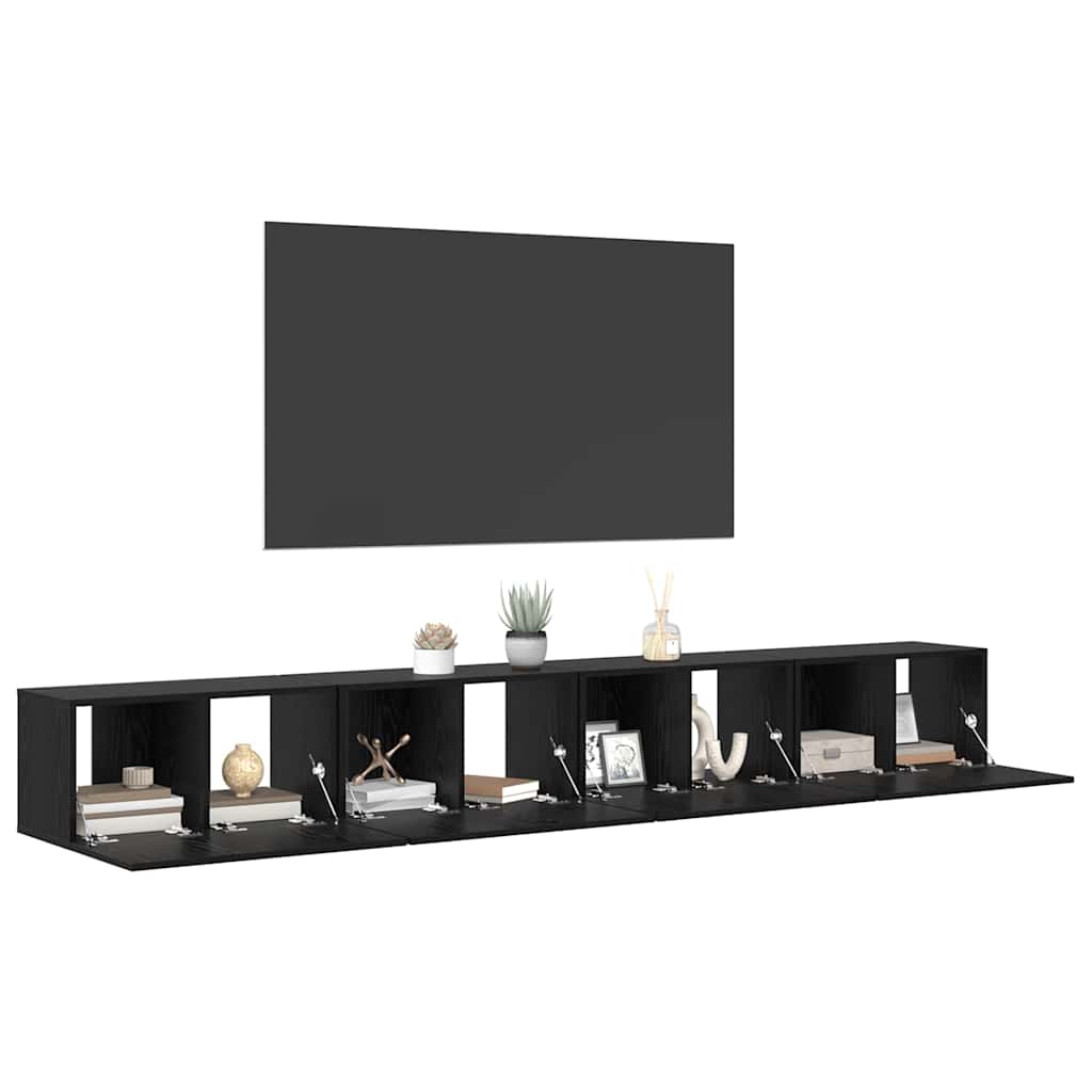 vidaXL Tv-meubelset 4 pcs Zwart eiken 60 x 30 x 30 cm Bewerkt hout