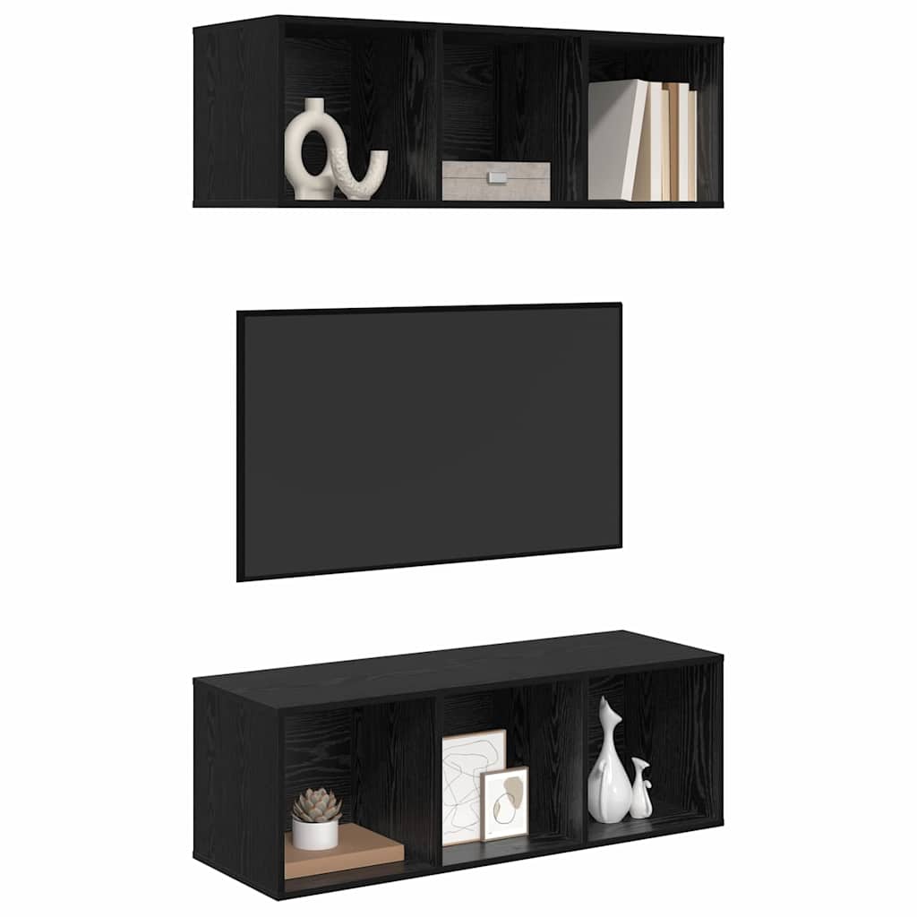 vidaXL Wandgemonteerde TV-kasten 2 pcs Zwart eiken 37 x 37 x 107 cm