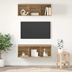 Komplet TV omaric 2 pcs Umetni hrast 37 x 37 x 107 cm