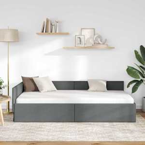 Rohový rám postele s čelo Tmavě šedá 80 cm x 200 cm textil - obrázek 3