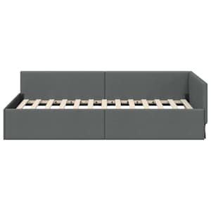 Rohový rám postele s čelo Tmavě šedá 80 cm x 200 cm textil - obrázek 5