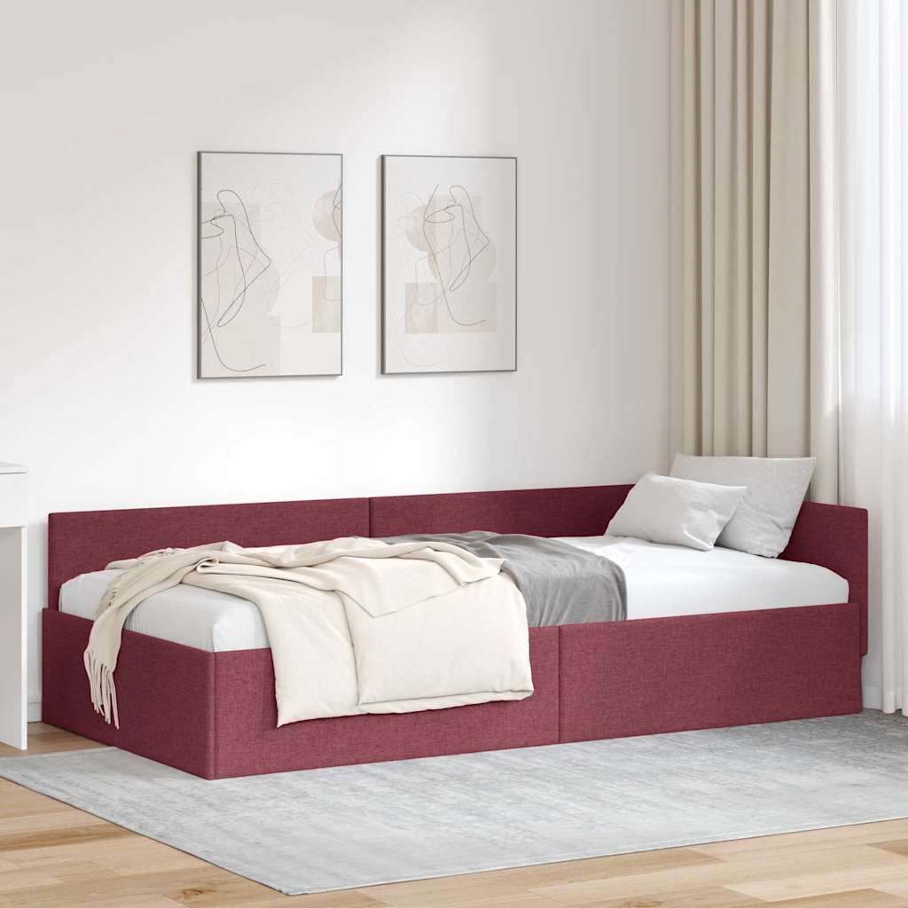 vidaXL Cadru de pat colțar cu headboard Manual bordo 80 x 200 cm